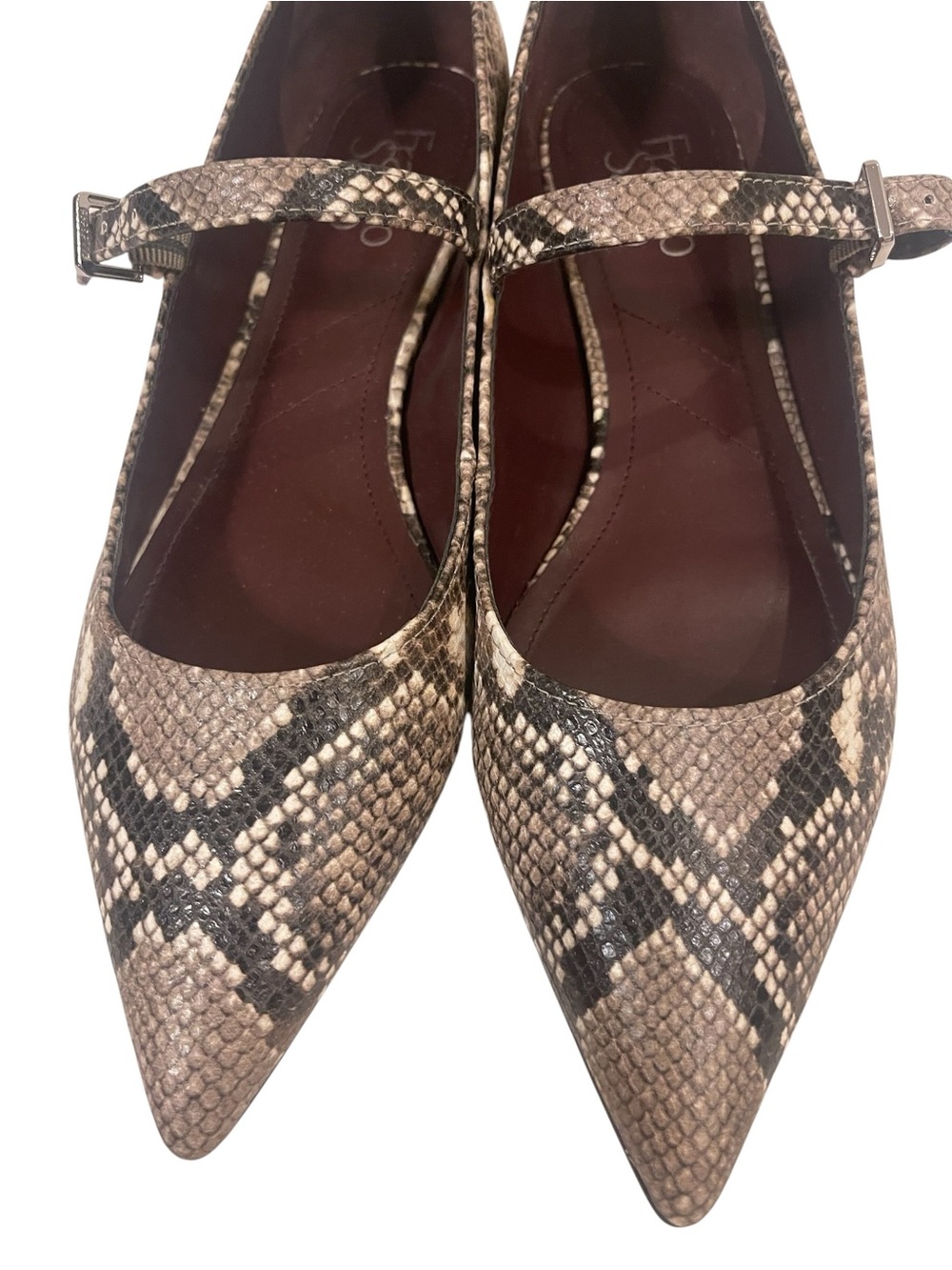 Women's Franco Sarto Nalin Snakeskin Mary Jane Flats Shoes - Picture 6 of 8